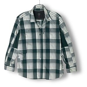Wrangler Mens ATG Shirt Sz XL Dark Green Plaid Button Down Casual